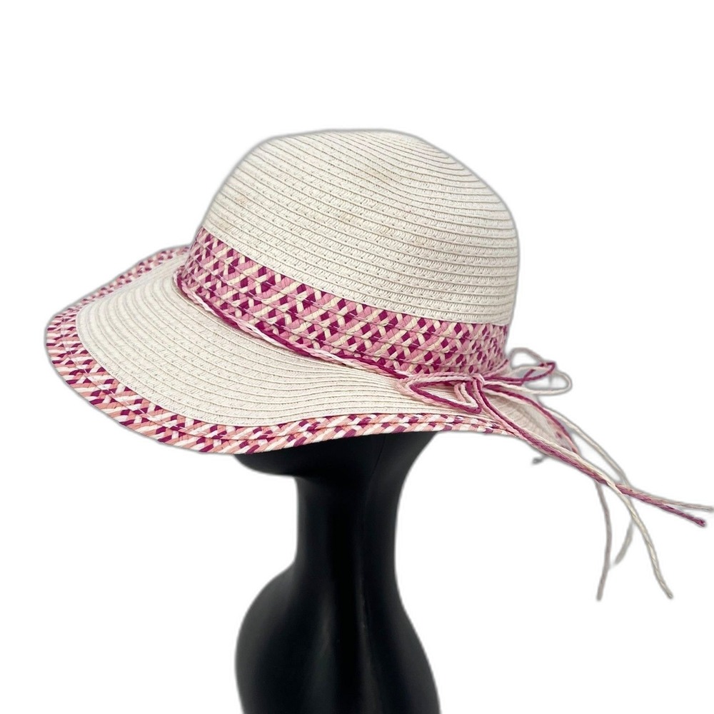 Jacobson‎ Straw Raffia Woven Sun Panama Hat w/ Band Beach Gardening Boho Coastal